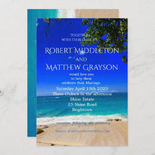 Invitación de casamiento Gay Beach moderna y de Mo