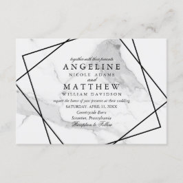 Invitación de casamiento geométrico de mármol y bl