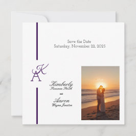 Invitación de casamiento inicial de línea minimali