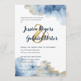 Invitación de casamiento lux de color de agua 5" x