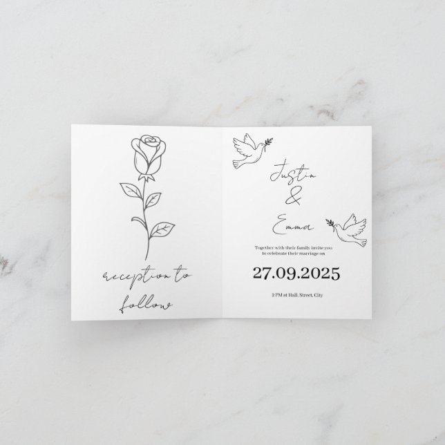 Invitación de casamiento minimalista con palo (Interior)