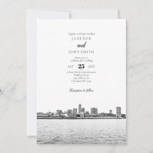 Invitación de casamiento monocromo en la línea aér