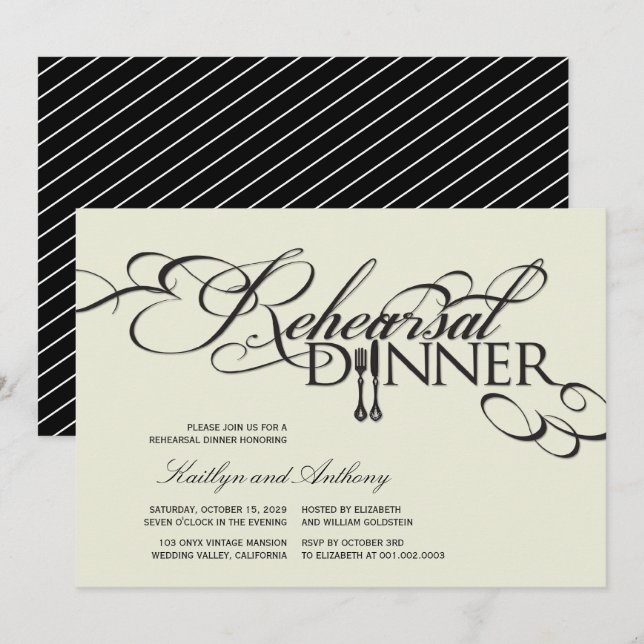 Invitación de casamiento para la cena de ensayo cl (Anverso / Reverso)