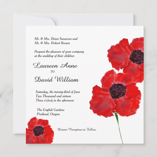 Invitación de casamiento personalizado a color de  (Anverso)