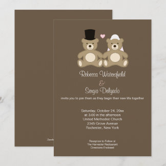 Invitación de casamiento personalizado de ositos d