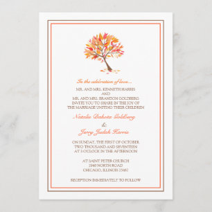 Invitación de casamiento plano del árbol temático 