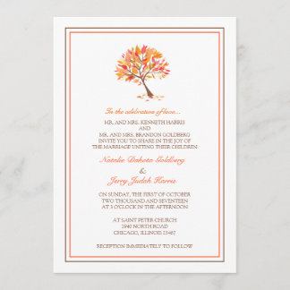 Invitación de casamiento plano del árbol temático