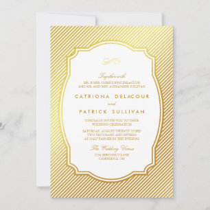 Invitación de casamiento rayado con marco vintage 