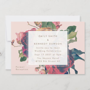 Invitación de casamiento rosa vintage de Rosas ant