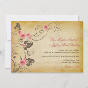 Invitación de casamiento rústico con flores de col