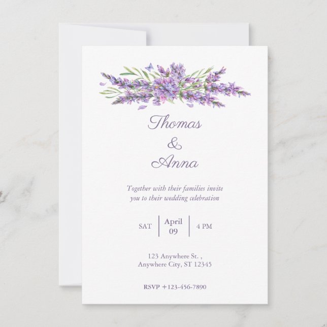 Invitación de casamiento simple a lavadora acuarel (Anverso)