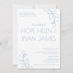Invitación de casamiento simple azul claro