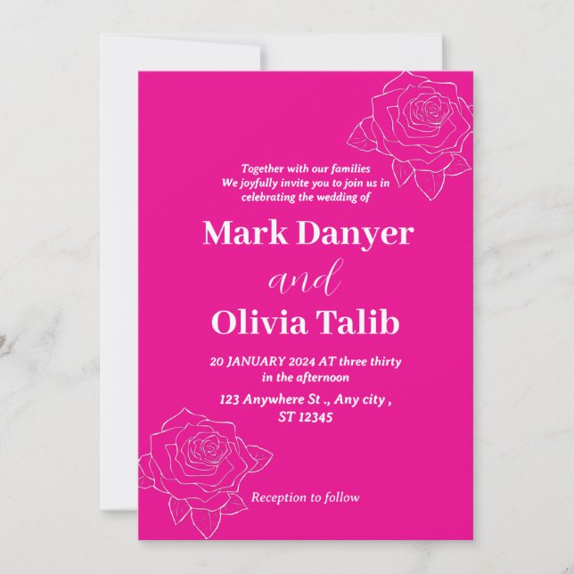 Invitación de casamiento suave color rosa Rubor (Anverso)