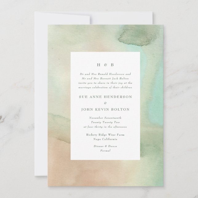 Invitación de casamiento suave Pastel Beach (Anverso)