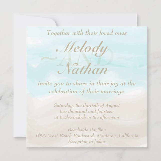Invitación de casamiento tropical de playa (Anverso)