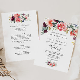 Invitación de casamiento tropical floral y de casa