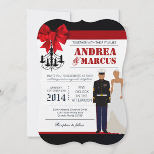 Invitación de casamiento uniforme hispánico marino