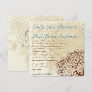 Invitación de casamiento Verde azulado del árbol m