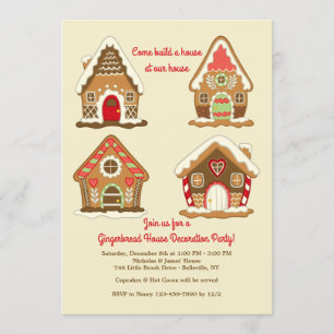 Invitación de Casas de Jengibre Dibujadas a Mano