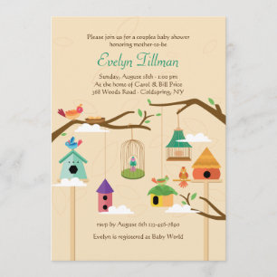 Invitación de Casitas de Pájaros Coloridas