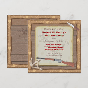 Invitación de caza con marco de madera