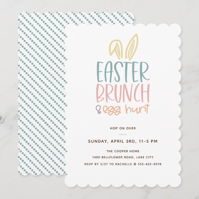 Invitación de caza de huevos de Brunch de Pascua (Anverso / Reverso)