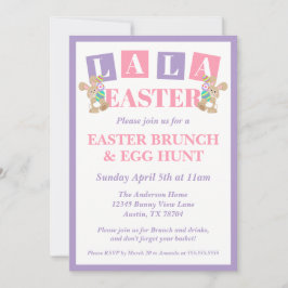 Invitación de caza de huevos de conejo de La La Ea