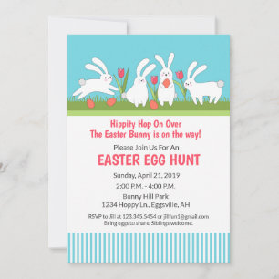 Invitación de caza de huevos de conejo de Pascua