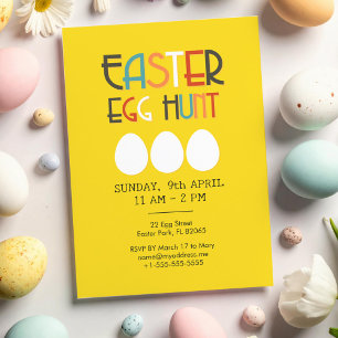 Invitación de caza de huevos de Pascua amarillos
