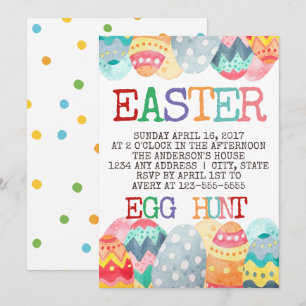 Invitación de caza de huevos de Pascua con acuarel