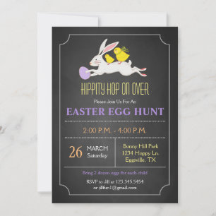 Invitación de caza de huevos de Pascua del conejo 