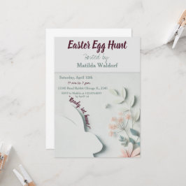 Invitación de caza de huevos de Pascua pastel | Li