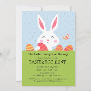 Invitación de caza de huevos del conejo de Pascua