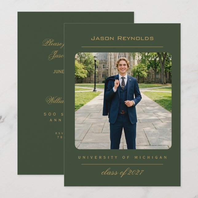 Invitación de Cazador de Luxe Universitario (Anverso / Reverso)