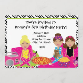 Invitación de cebra para pijamada de chicas