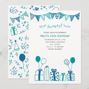 Invitación de Celebración Azul y Turquesa