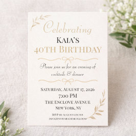 Invitación de Celebración Botánica Dorada