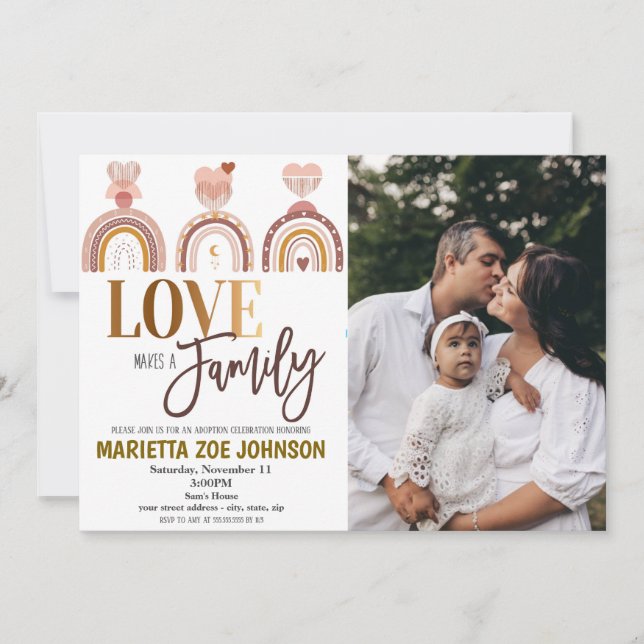 Invitación de celebración de adopción (Anverso)