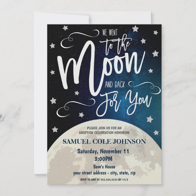 Invitación de celebración de adopción (Anverso)