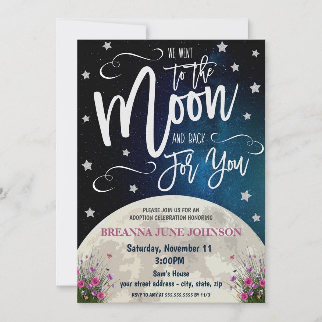 Invitación de celebración de adopción (Anverso)