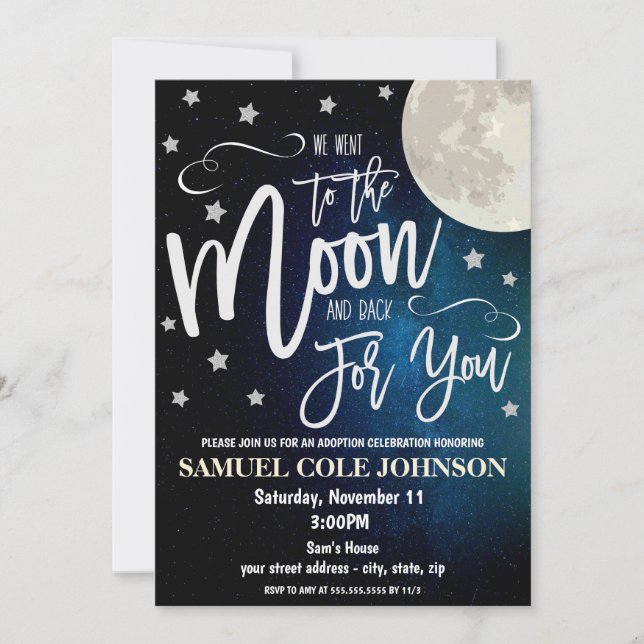 Invitación de celebración de adopción (Anverso)