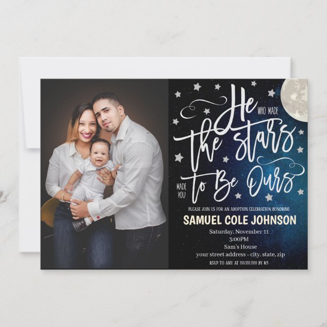 Invitación de celebración de adopción (Anverso)