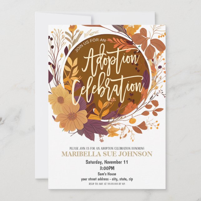 Invitación de Celebración de Adopción de Otoño (Anverso)