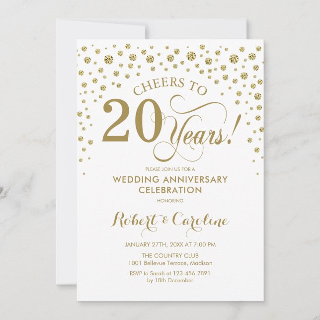 Invitación de Celebración de Aniversario 20 de Oro (Anverso)