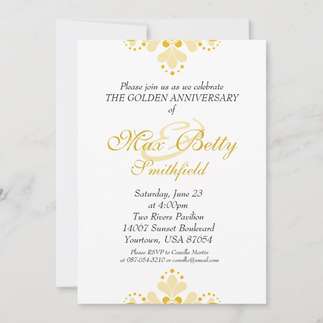 Invitación de Celebración de Aniversario de Oro (Anverso)