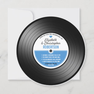 Invitación de celebración de boda con disco de vin