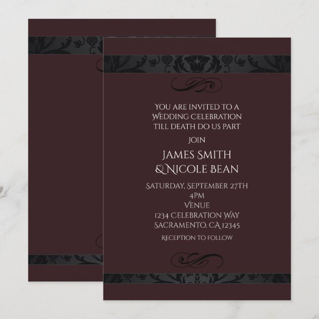 Invitación de Celebración de Boda Elegancia Rojo O (Anverso / Reverso)