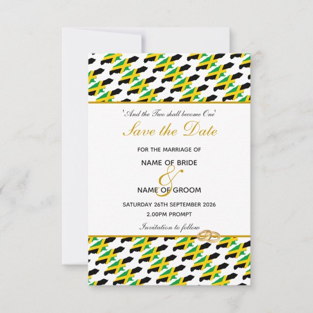 Invitación de Celebración de Boda JAMAICA Save Dat (Anverso)