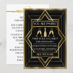 Invitación de Celebración de Champagne Deco