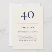 Invitación de Celebración de Cumpleaños 40 Classic